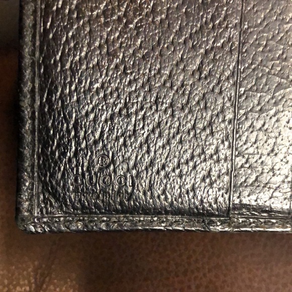 W GUCCI Black Lambskin Bifold Wallet with Silver G  Clasp Vintage - Picture 12 of 17
